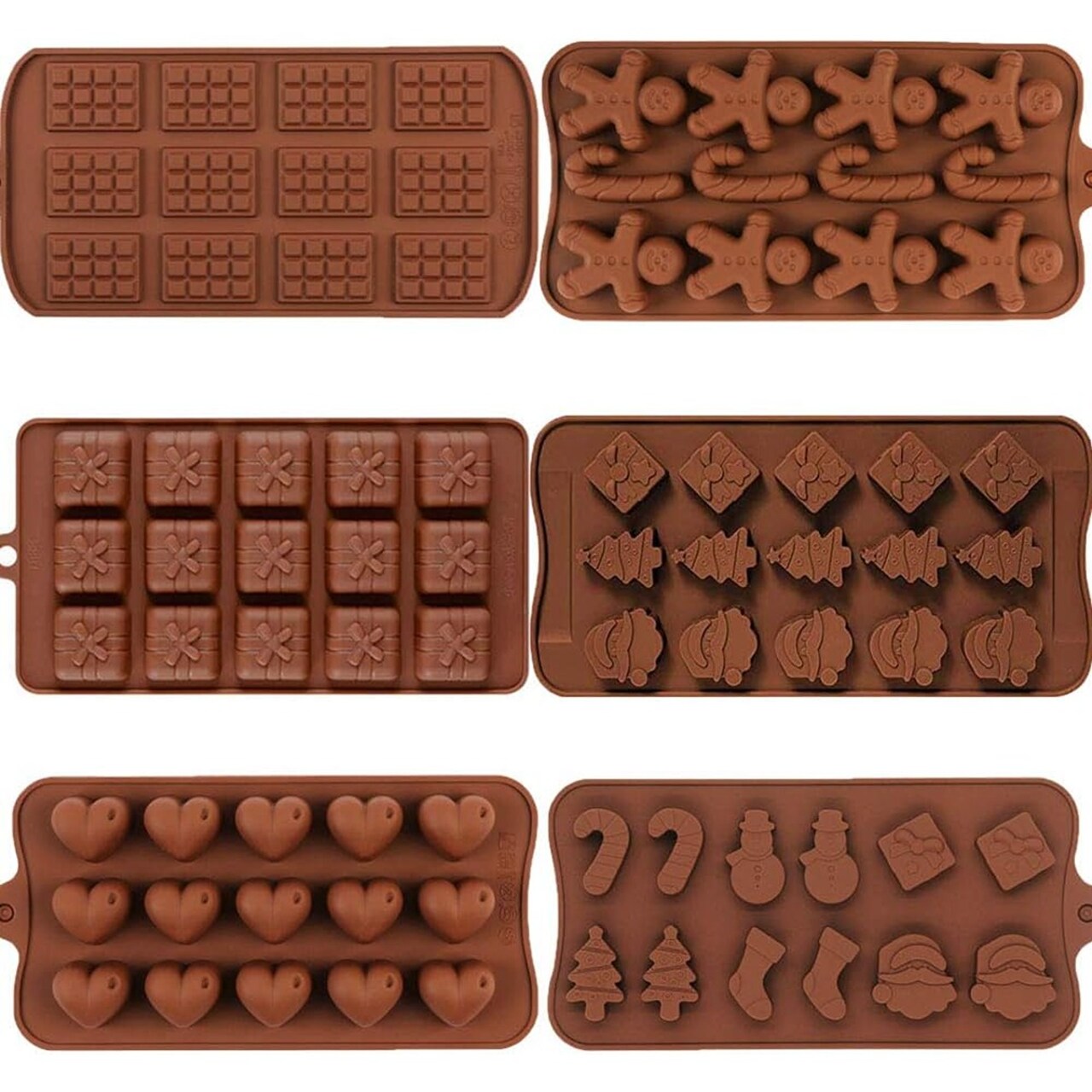 Non-stick Christmas Silicone Chocolate and Candy Moulds 6 packs